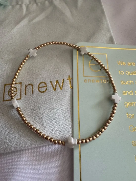 Enewt Gold Beaded Bracelet with White Cross Accents - Picture 3 of 3